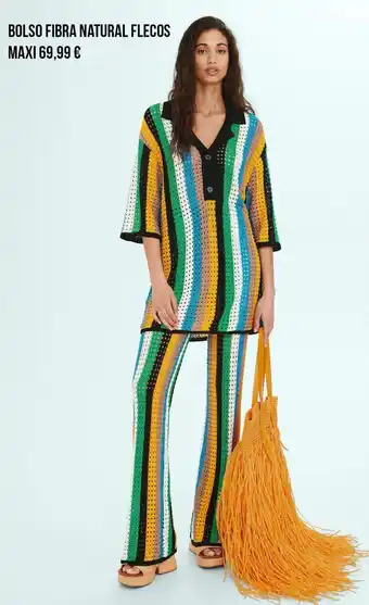 MANGO Bolsos fibra natural flecos oferta