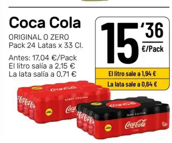 AhorraMas Coca Cola Pack 24 Latas x 33 cl oferta