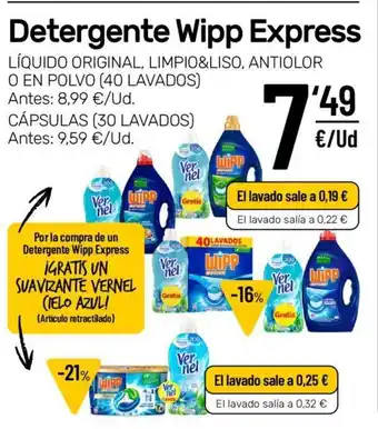 AhorraMas Detergente Wipp Express 40 Lavados oferta
