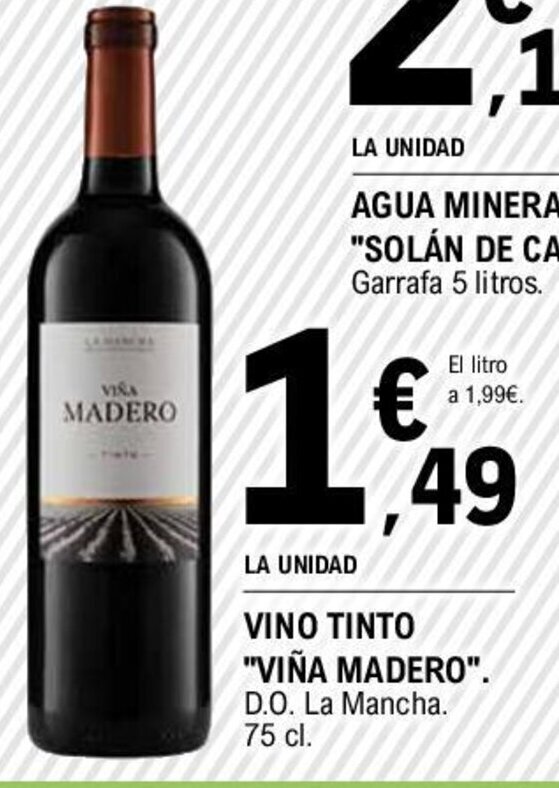 E.Leclerc VINO TINTO "VIÑA MADERO". D.O. La Mancha. 75 cl. oferta