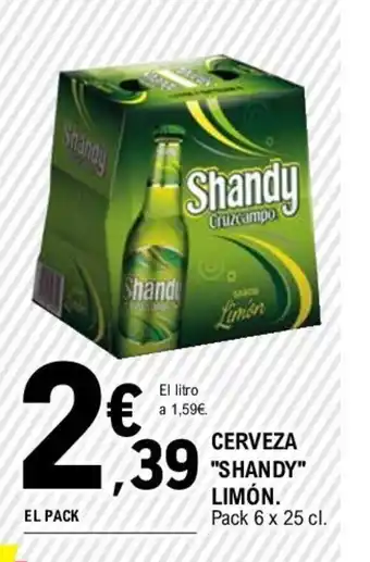 E.Leclerc CERVEZA "SHANDY" LIMÓN. Pack 6 x 25 cl. oferta
