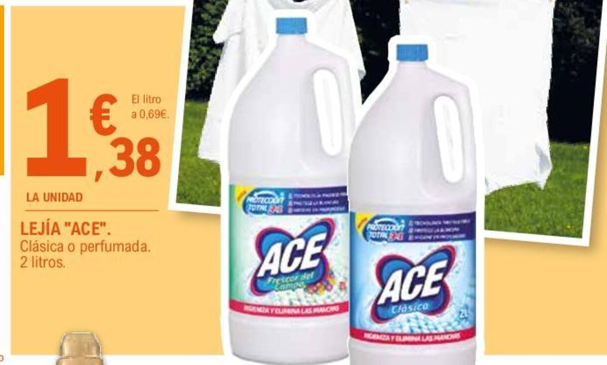 E.Leclerc LEJÍA "ACE". Clásica o perfumada. 2 litros. oferta