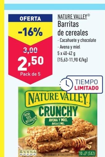 ALDI NATURE VALLEYⓇ Barritas de cereales oferta