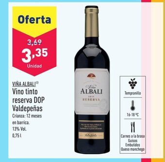ALDI VIÑA ALBALIⓇ Vino tinto reserva DOP Valdepeñas oferta