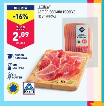 ALDI LA TABLAⓇ Jamón serrano reserva oferta