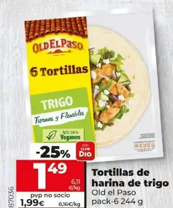 Dia Old el Paso Tortillas de harina de trigo pack- 6 244g oferta