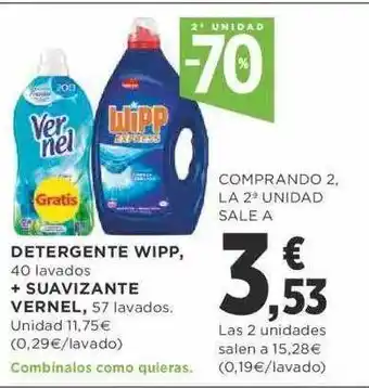 Supercor Detergente Wipp + Suavizante Vernel oferta