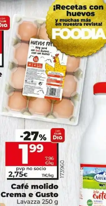 Dia Cafè molido Crema o Gusto Lavazza 250g oferta