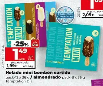 Dia Temptation Dia Helado mini bombón surtido pack-12 x 36g / Almendrado pack-8 x 36g oferta