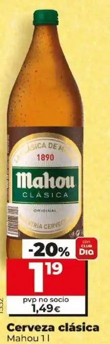 Dia Mahou Cerveza clásica 1 l oferta