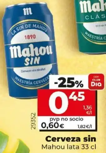 Dia Mahou Cerveza sin lata 33 cl oferta