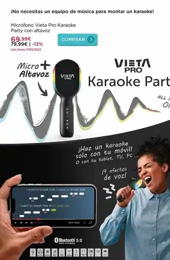 La tienda en casa ¡no necesitas un equipo de música para montar un karaoke! micrófono vieta pro karaoke party con altavoz 69,99€ 79,99€ | -12 oferta