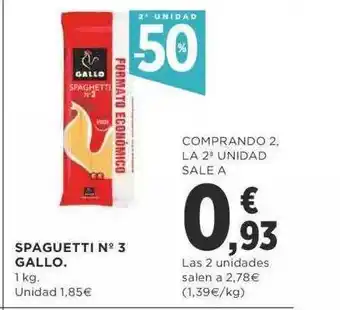 Supercor Spaguetti N°3 Gallo 1kg oferta