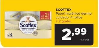 Alimerka SCOTTEX Papel higiénico dermo cuidado, 4 rollos + 2 gratis oferta
