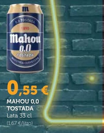 Supermercados Plaza MAHOU 0,0 TOSTADA Lata 33 cl oferta