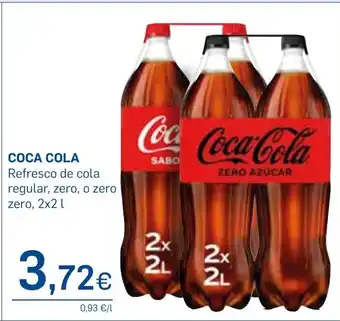 Supermercados Plaza COCA COLA Refresco de cola regular, zero, o zero zero, 2x2 l oferta