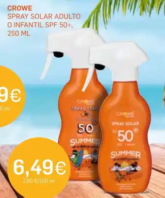 Supermercados Plaza CROWE SPRAY SOLAR ADULTO O INFANTIL SPF 50+, 250 ML oferta
