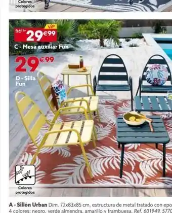 GiFi Vip 29€⁹⁹ c-mesa auxiliar fun 29€⁹⁹ d-silla fun colores protegidos oferta