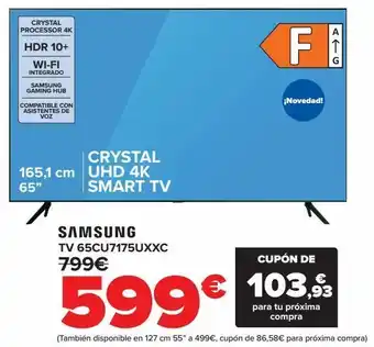 Carrefour Samsung tv 65cu7175uxxc oferta