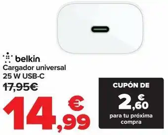 Carrefour Belkin cargador universal 25 w usb-c oferta