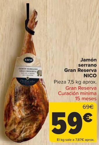Carrefour Jamón serrano gran reserva nico oferta