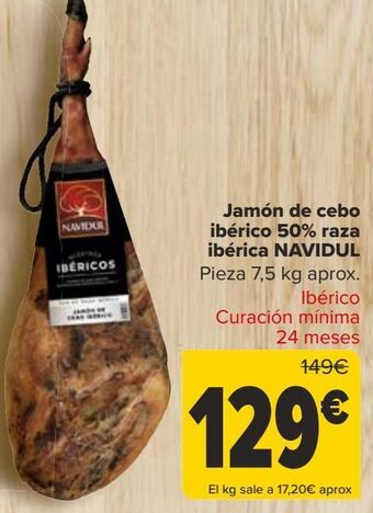 Carrefour Jamón de cebo ibérico 50% raza ibérica navidul oferta