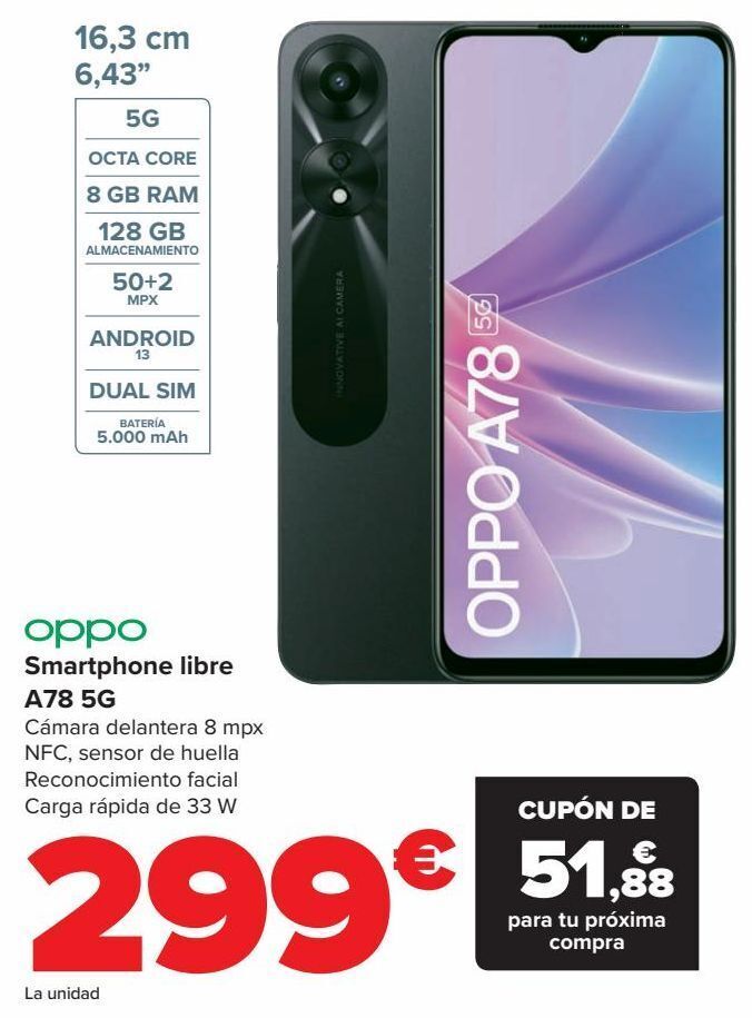 Carrefour Oppo smartphone libre a78 5g oferta