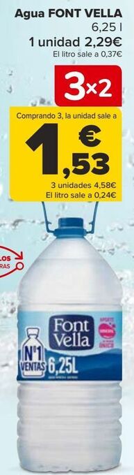 Carrefour Agua font vella oferta
