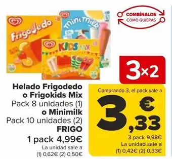 Carrefour Helado frigodedo o frigokids mix o minimilk frigo oferta