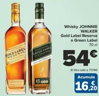 Carrefour Whisky johnnie walker gold label reserva o green label oferta