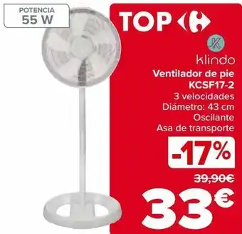 Carrefour Klindo ventilador de pie kcsf17-2 oferta