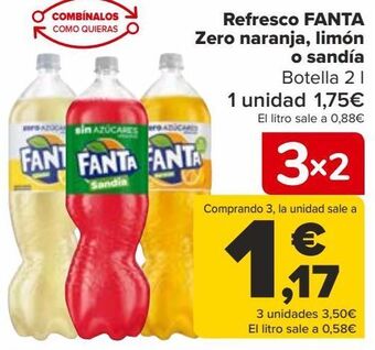 Carrefour Refresco fanta zero naranja, limón o sandia oferta