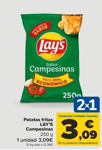 Carrefour Patatas fritas lay's campesinas oferta