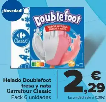 Carrefour Helado doublefoot fresa y nata carrefour clasic oferta