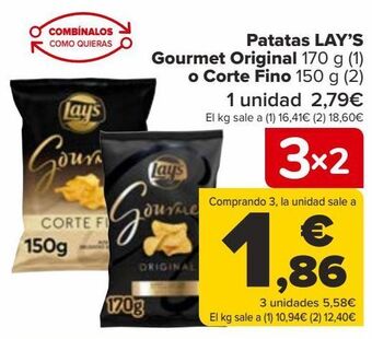 Carrefour Patatas lay's gourmet original o corte fino oferta