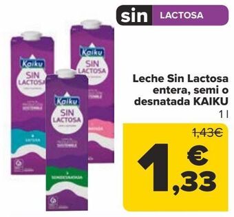 Carrefour Leche sin lactosa entera, semi o desnatada kaiku oferta