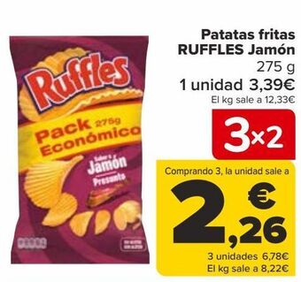Carrefour Patatas fritas ruffles jamón oferta
