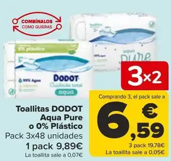 Carrefour Toallitas dodot aqua pure o 0% plástico oferta