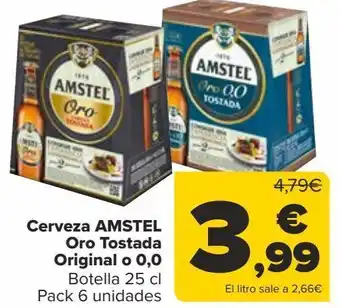 Carrefour Cerveza amstel oro tostada original o 0,0 oferta