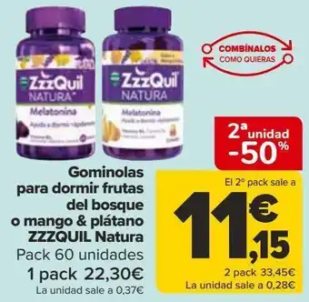 Carrefour Gominolas para dormir frutas del bosque o mango & plátano zzzquil natura oferta