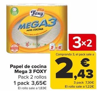 Carrefour Papel de cocina mega 3 foxy oferta