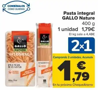 Carrefour Pasta integral gallo nature oferta
