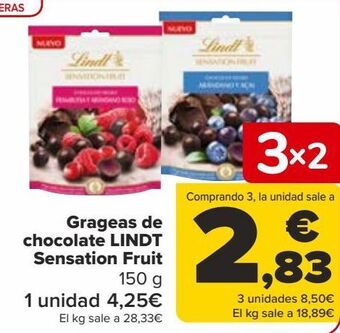 Carrefour Grageas de chocolate lindt sensation fruit oferta
