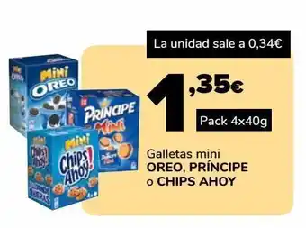Supeco Galletas mini oreo, príncipe o chips ahoy, 4x40g oferta