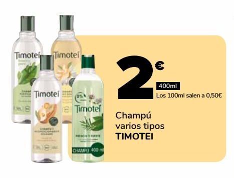 Supeco Champú varios tipos timotei, 400ml oferta