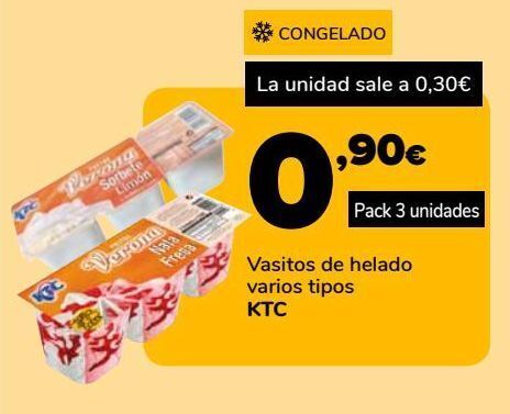 Supeco Vasitos de helado varios tipos ktc, pack 3 unidades oferta