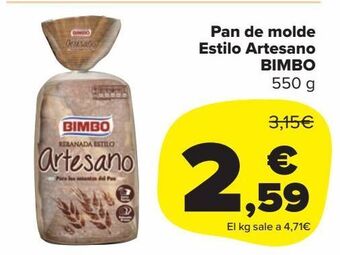 Carrefour Market Pan de molde estilo artesano bimbo oferta