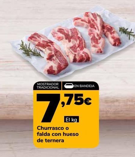 Supeco Churrasco o falda con hueso de ternera. el kg oferta