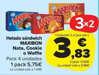 Carrefour Market Helado sándwich maxibon nata, cookie o waffle oferta