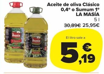Carrefour Market Aceite de oliva clásico 0,4º o sumum 1º la masía oferta